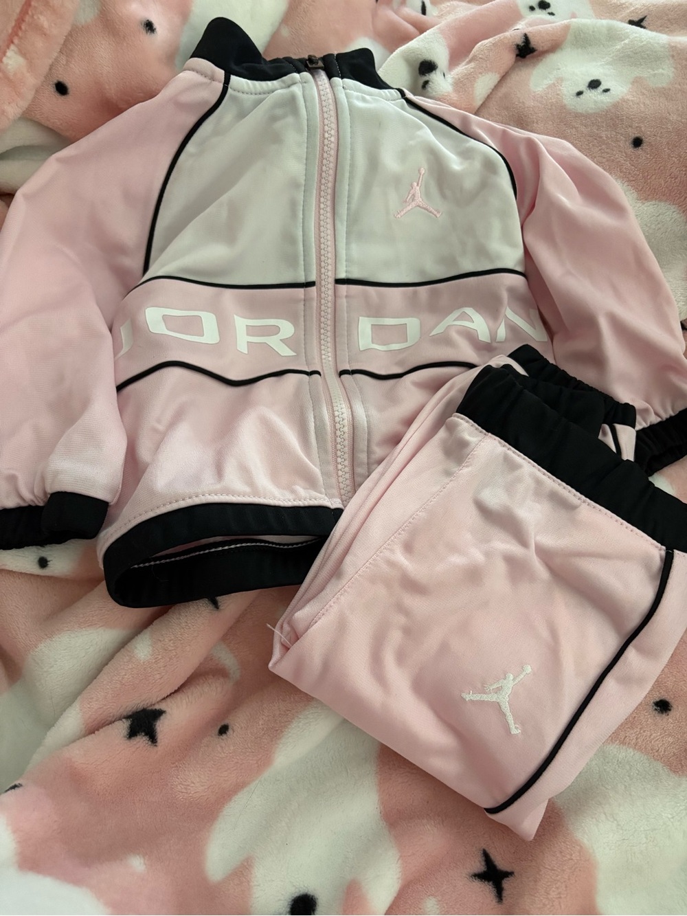 Jordan Pink and Black Baby Track Set